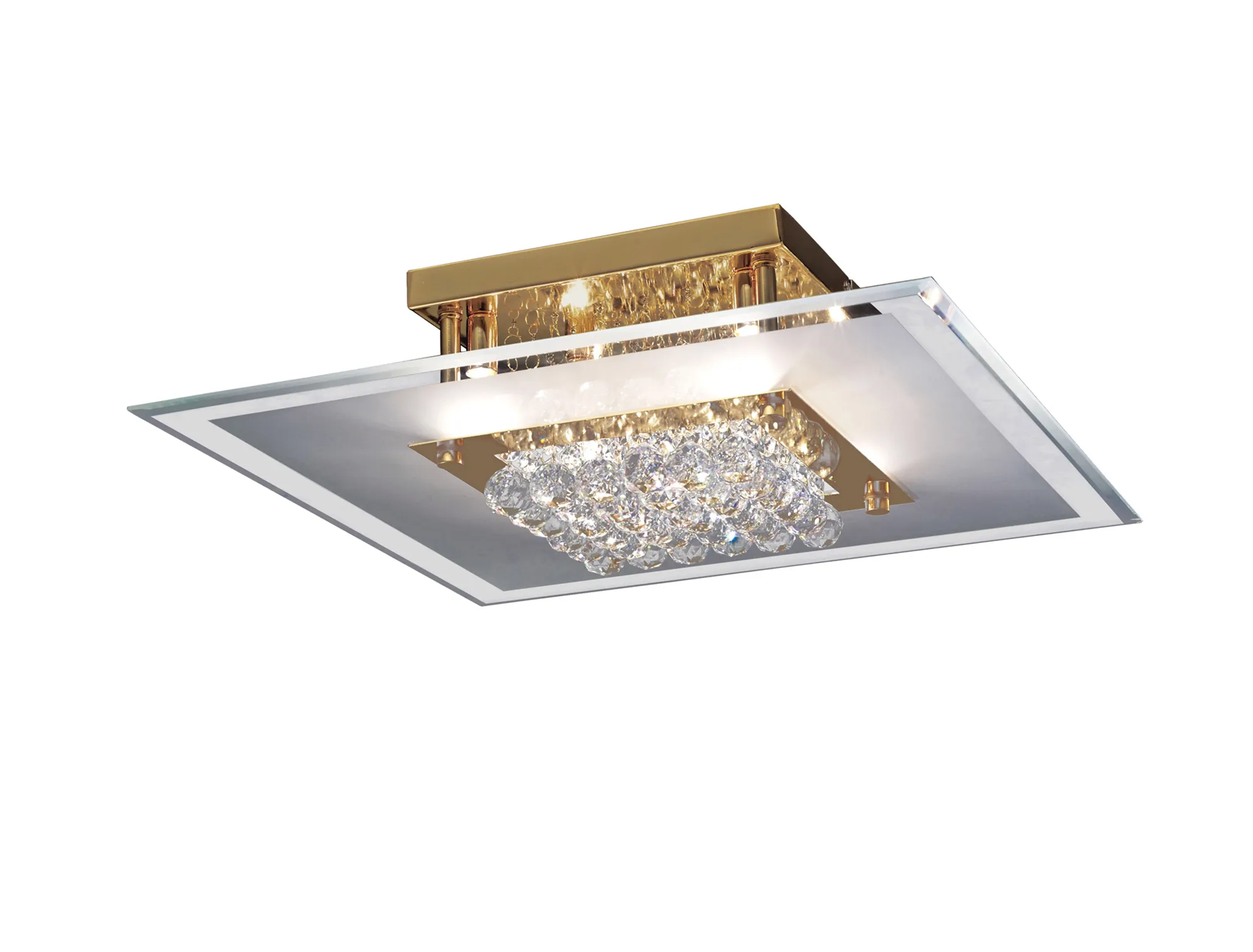 IL32024  Delmar Crystal Ceiling Square 6 Light French Gold